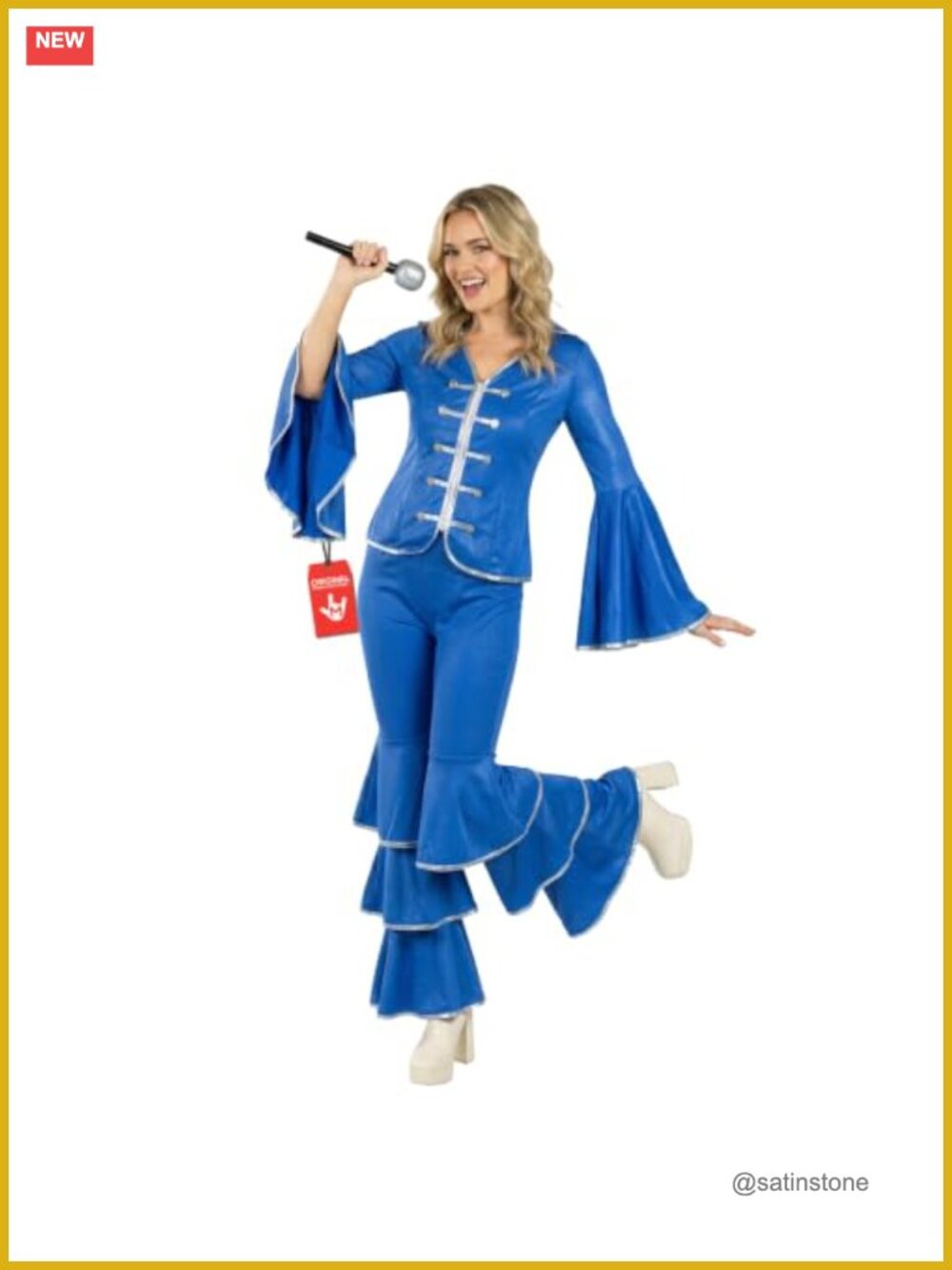 70s Disco Costume Set Satin Flared Pants & Top